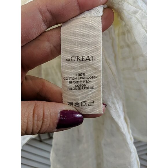 The GREAT Women's The Ruffle Oxford Top Off White Shirt Collared Size Small NEW - Picture 7 of 9